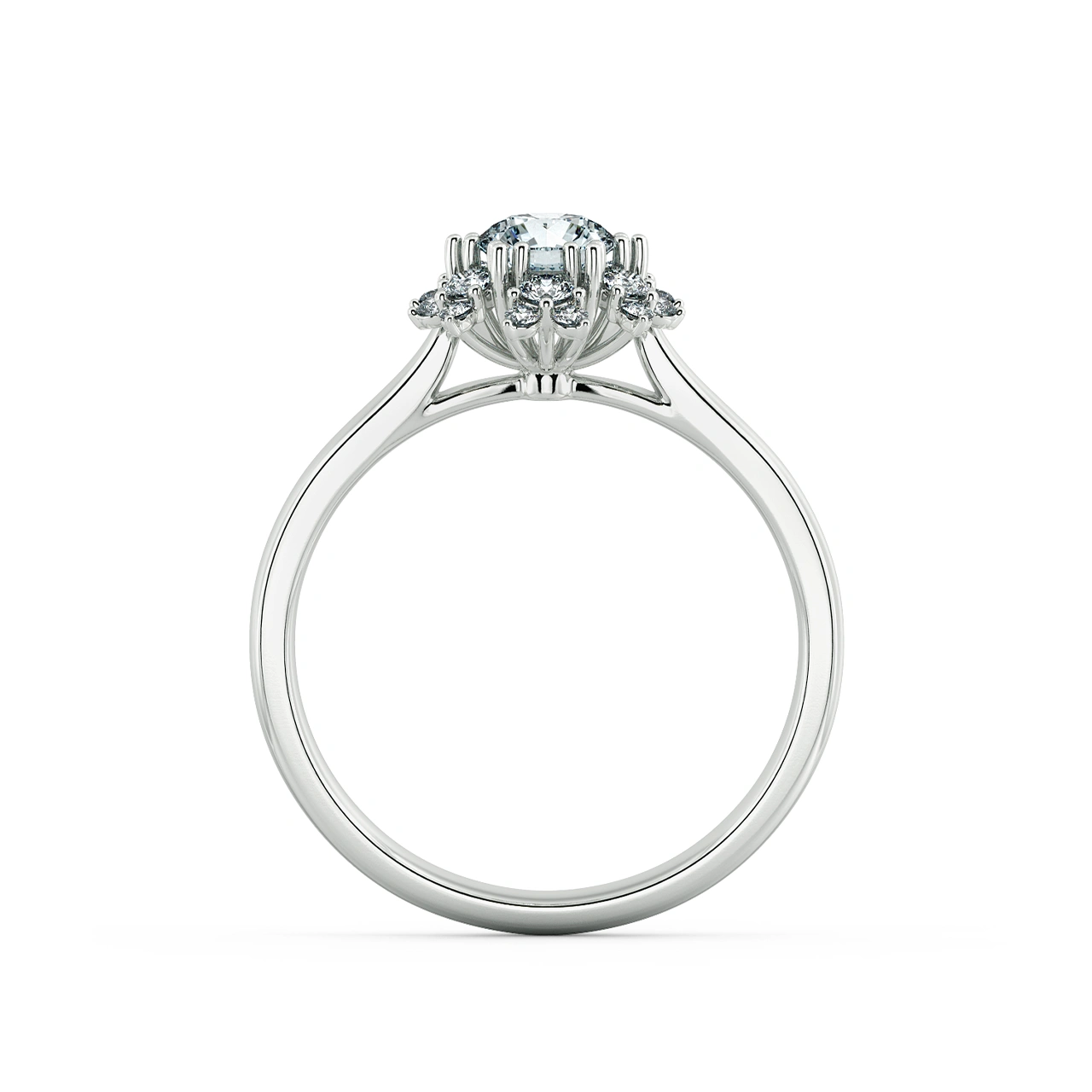 Apricot Blossom Halo engagement Ring with shiny Band NCH2002 5